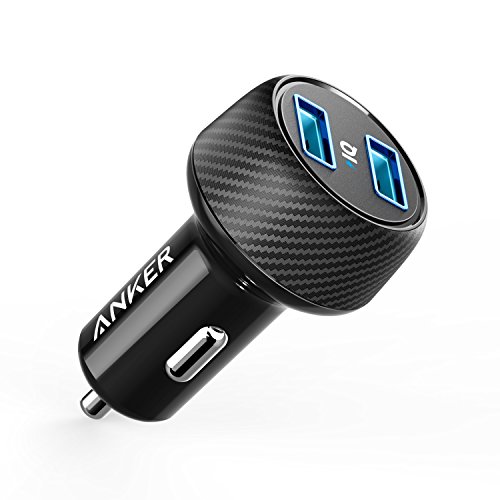 Anker Zigarettenanzünder USB Ladegerät, PowerDrive 2 Elite 24W 2 Port Kfz Ladegerät,Auto Ladegerät mit PowerIQ Technologie für iPhone X/XR/Xs/Max/X/8/7/,iPad Pro/Air 2/Mini,Galaxy,Huawei,LG,HTC usw.