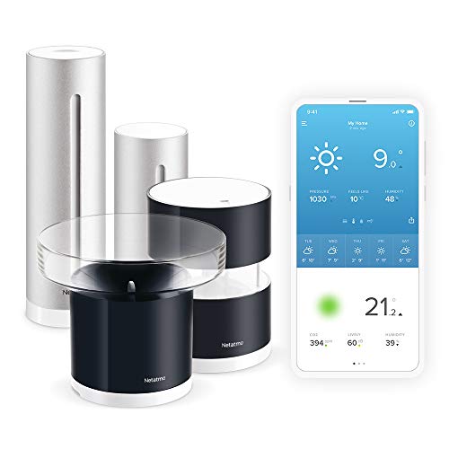 Set Netatmo Smarte Wetterstation + Regenmesser + Windmesser + WLAN + Funk + Innen- und Außensensor + Amazon Alexa