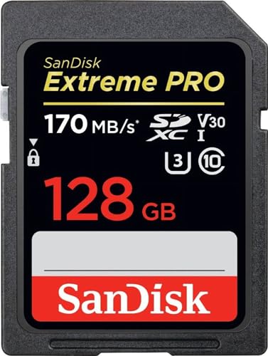 SanDisk Extreme PRO 128GB SDXC Memory Card up to 170MB/s, UHS-1, Class 10, U3, V30