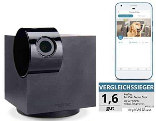 PetTec Überwachungskamera Full HD | 360° | WiFi | Nachtsicht | autom. Geräuscherkennung für Haustier/Hund/Katze/Baby/Security, Videos aufnehmen & teilen, Haustierkamera mit App (IOS/Android)