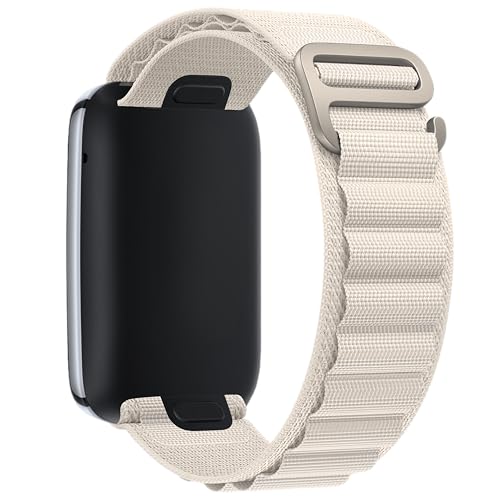 Nylon Loop Band Compatible with Apple Watch Ultra 2/Ultra/SE 2/SE Serie 10/9/8/7/6/5/4/3/2/1 – Verstellbares, leichtes, atmungsaktives G-Hook-Outdoor-Armband für (38/40/41/42/44/45/46/49mm), Starlight