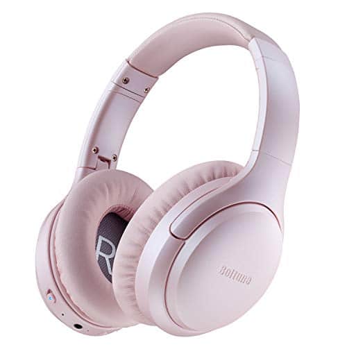 Active Noise Cancelling Kopfhörer, Boltune Kabellos Bluetooth 5.0 Over Ear Ohrhörer mit 30 Std Spielzeit Wireless ANC Headphones mit CVC 8.0 Geräuschunterdrückendes Mikrofon, Blütenkirsche-Rosa
