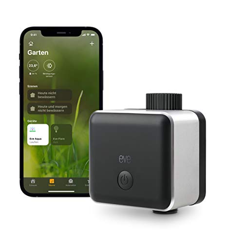 Eve Aqua - Smarte Bewässerungssteuerung per Apple Home App oder Siri, automatisch bewässern mit Zeitplänen, einfache Bedienung, Fernzugriff, keine Bridge, Bluetooth, Thread, HomeKit