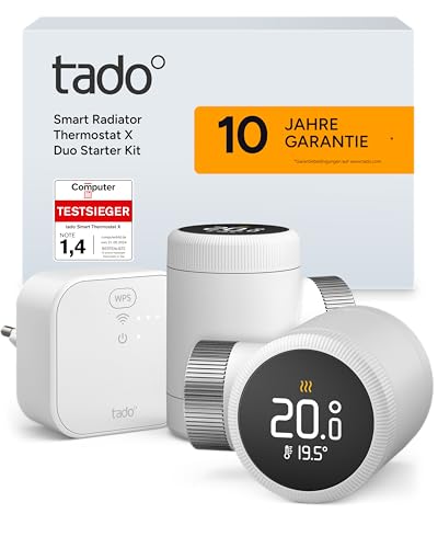 tado° Smartes Heizkörperthermostat X – Starter Kit mit Bridge X, Heizungssteuerung per App und Smart Speaker (Alexa, Siri, Google Assistant), Energie sparen, DIY Installation, nicht kompatibel mit V3+