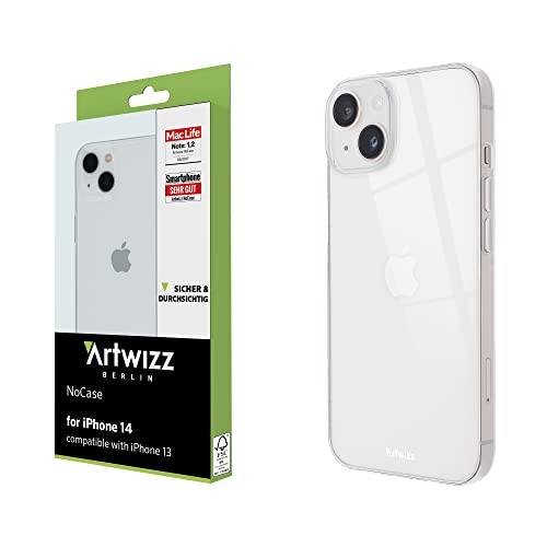 Artwizz NoCase Handyhülle kompatibel mit iPhone 14, Ultra-Dünne, Elastische TPU Schutzhülle, Transparent