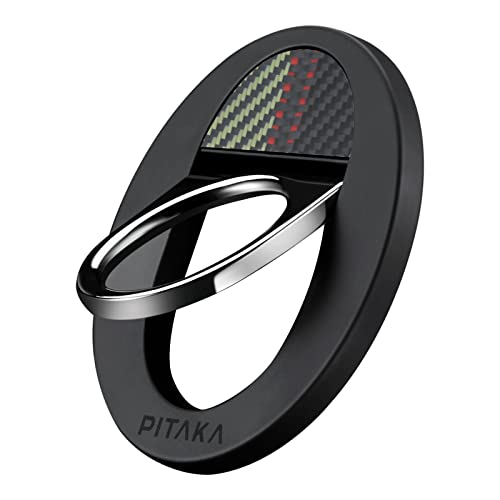 PITAKA Handy Ring Halterung Kompatibel mit Magsafe Magnetischer Griff Einstellbar Fingerhalter für iPhone 15/14/13/12 Serie aus Aramidfaser Zubehör für Magsafe Ring Halter [MagEZ Grip] Ouvertüre