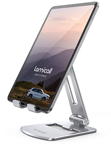 Lamicall Tablet Ständer, Verstellbare Tablet Halterung - Faltbarer Halter, Stand Dock für 2022 iPad Pro 9.7, 10.5, 11, 12.9, iPad Air Mini 3 4, für Switch, Tab, iPhone, Tablet mit 4.7-13 Zoll - Silber