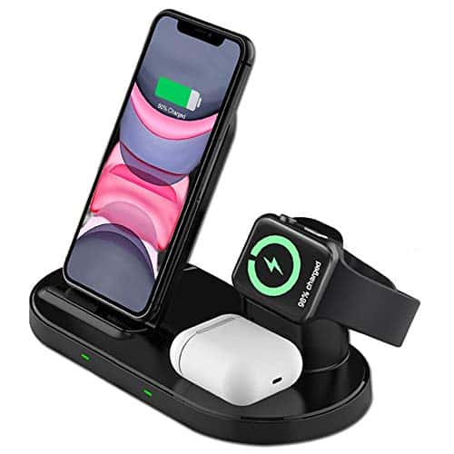 Raide Kabelloses Ladegerät Induktive Ladestation ,3 in 1 Wireless Ladestation für Apple Watch , AirPods Pro/2 Fast Wireless Charging Stand für iPhone 12/11/ Pro/Max/X/XS/XR / 8/8 Plus All QI-Enabl