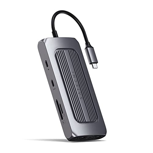 SATECHI MX USB-C Multiport Adapter, Dual 4K HDMI, 100W USB-C Ladegerät, Gigabit Ethernet, USB-C Datenport, für MacBook Pro, Air M2, M1, iPad Pro, Air M2, M1, Mac Mini M2, iMac M1