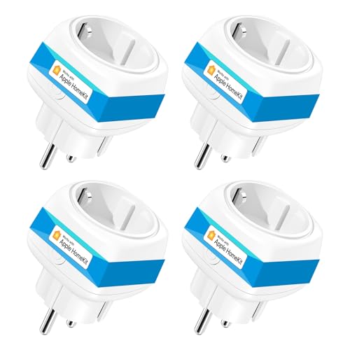 Meross Mini WLAN Steckdose 4er Pack Funktioniert mit Apple HomeKit, Smart Steckdose mit Sprachsteuerung und App Fernsteuerung, WiFi Smart Plug mit Zeitschaltuhr, kein Hub Erforderlich, 10A, Weiß
