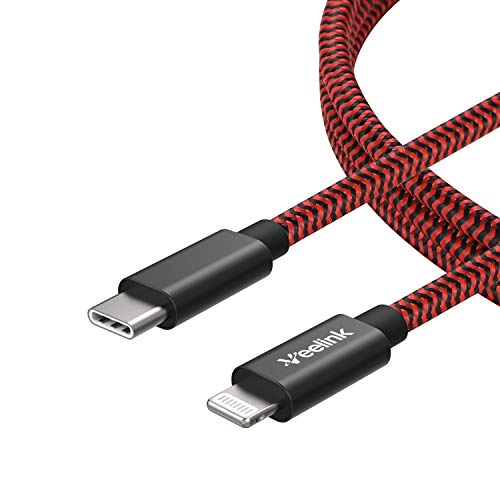 Veelink USB C auf Lightning Kabel, 200cm lang, MFi-Zertifiziert, Unterstützt Schnellladen mit Typ-C PD Ladegeräte, für iPhone 11/X/XS/XR/XS Max / 8/8 Plus, iPad Pro 12.9,iPad Air 3 (2M, Black and Red)