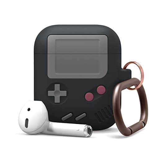 elago AW5 AirPods Hülle Silikon Case Kompatibel mit Apple AirPods Ladecase 2 & 1 - Design in der klassischen Handheld-Spielekonsole mit Schlüsselanhänger, Unterstützt Kabelloses Laden (Schwarz)