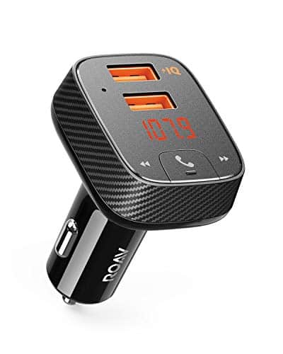 ROAV Auto Ladegerät Bluetooth Adapter FM Transmitter Bluetooth Receiver mit Auto Finder von Anker, 24W/4.8A SmartCharge Car Kit F2 mit Freisprecheinrichtung/GPS Tracker App für iOS und Android Geräte