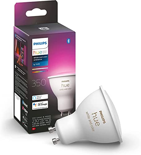 Philips Hue White & Color Ambiance GU10 LED Lampe 1-er Pack, dimmbar, bis zu 16 Millionen Farben, steuerbar via App, kompatibel mit Amazon Alexa (Echo, Echo Dot)