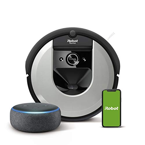 iRobot Roomba i7 (i7156) Saugroboter, 3-stufiges Reinigungssystem, intelligente Raumerfassung, WLAN App Staubsauger Roboter+ Echo Dot (3. Gen.) Intelligenter Lautsprecher mit Alexa, Anthrazit Stoff