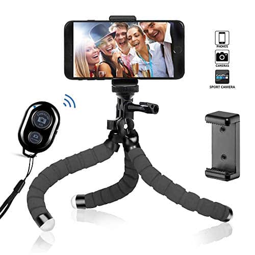 BSET BUY Tripod Oktopus Handy Stativ Kamera-Stativ Ständer Dreibein Stativ Halter für Kamera und jedes Smartphone inklusive Handyhalterung (Stativ mit Bluetooth-Fernbedienung)