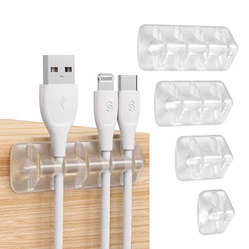 Syncwire Kabelclips Kabelhalter [5 Stück] Vielzwecke Kabelführung Kabel Organizer Set für Schreibtisch, Netzkabel, USB Ladekabel, Audiokabel, Ladekabeln usw - Transparent, SW-CC649