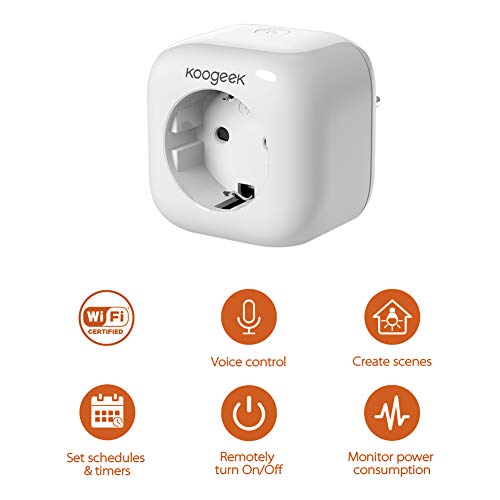 Smart Plug Koogeek Intelligente Wifi Steckdose Kompatibel mit Alexa/Echo mit Apple HomeKit mit Google Assistant mit Siri Remote Control auf 2.4 GHz Netzwerk