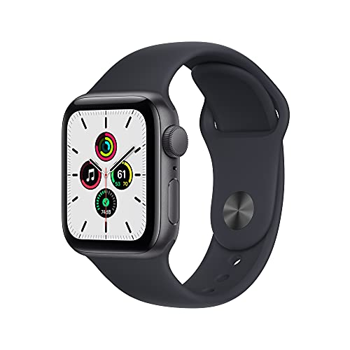 Apple Watch SE (1. Generation) (GPS, 40mm) Smartwatch - Aluminiumgehäuse Space Grau, Sportarmband Mitternacht - Regular. Fitness-und Aktivitätstracker, Herzfrequenzmesser, Wasserschutz