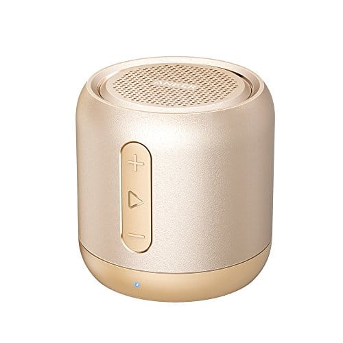 Anker SoundCore Mini Bluetooth Lautsprecher, Super Mobile Musikbox mit 15 Stunden Spielzeit, Starkem Sound und 20 Meter Bluetooth Reichweite, FM Radio und Starkem Bass für erstklassigen Klang (Golden)