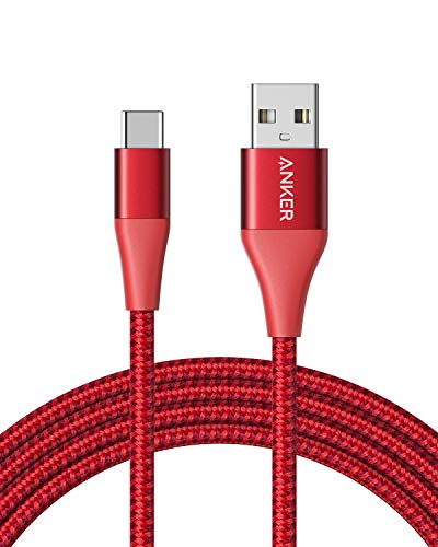 Anker USB C Kabel,Powerline+ II USB-C strapazierfähiges Ladekabel aus Nylon 1.8m, Galaxy S9 / S9+ / S8 / S8+/ Note 8, LG V20 / G5 / G6 und viele mehr (Rot)