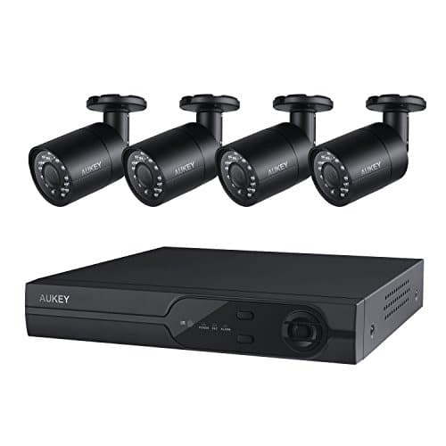 AUKEY WatchTower Überwachungssystem, 4 wetterfeste Sicherheitskameras/Überwachungskameras mit 720p, 25 m Nachtsicht und 1 TB HD XVR (VT-SC1)