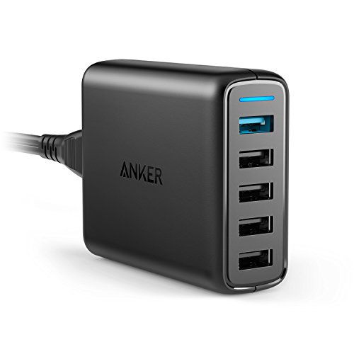 Anker PowerPort Speed 5 (51.5W) 5-Port USB Ladegerät, 1 Port mit Quick Charge 3.0 für Galaxy S7/S6/edge/edge+, Note 4/5, LG G4/G5, HTC One M8/M9/A9, Nexus 6, 4 Ports mit PowerIQ für iPhone, iPad usw.
