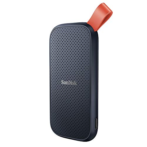 SanDisk Portable SSD 1 TB (externe Festplatte mit SSD Technologie 2,5 Zoll, 520 MB/s Übertragungsraten, robustes Laufwerk, robuste Befestigungsschlaufe aus strapazierfähigem Gummi) grau