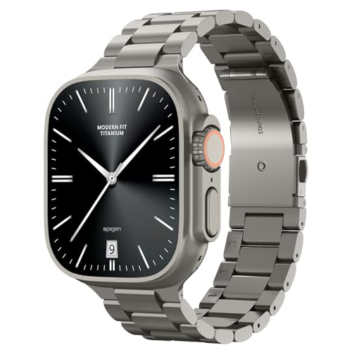 Spigen Modern Fit Titanium Armband Entwickelt für Apple Watch Ultra 3/2/1 49mm, Serie 11/10 46mm und Serie 9/8/7/SE 45mm,44mm - Natural Titanium