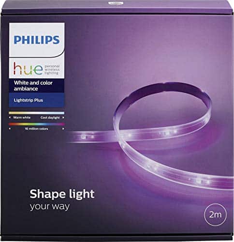 Philips Hue LightStrip+ Basis Set (ohne Bridge), 2m, flexibel erweiterbar, dimmbar, bis zu 16 Millionen Farben, steuerbar via App, kompatibel mit Amazon Alexa (Echo, Echo Dot)