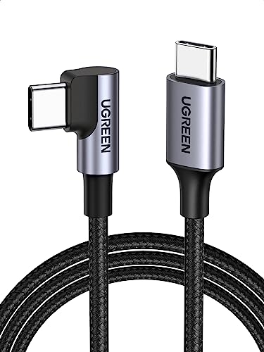 UGREEN 60W USB C Kabel auf USB C Winkel PD 3.0 PPS USB C Ladekabel 90 Grad kompatibel mit iPhone 15 Pro Max, Galaxy S24 S23 S22 A54 Pixel 7 iPad Pro 12.9 iPad Mini 6/Air 5 Steam Deck usw. (0.5m)