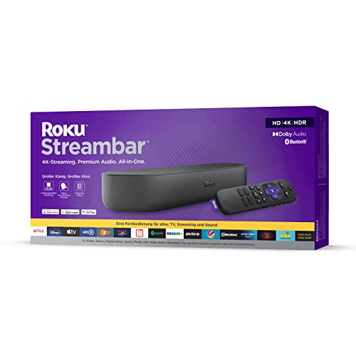Roku Streambar | 4K/HDR Streaming Media Player und Soundbar in einem | Funktioniert nur in Deutschland
