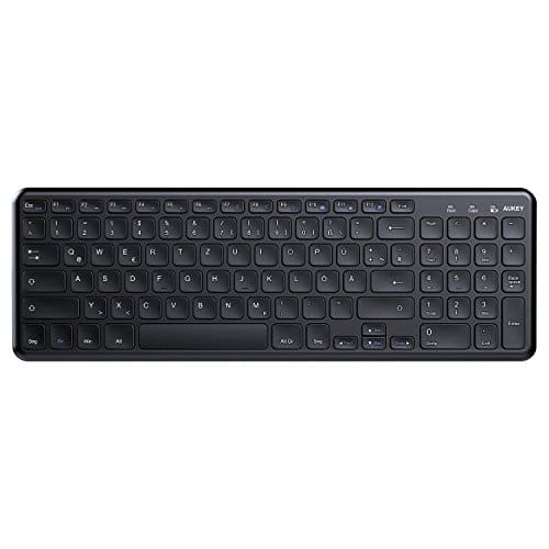 AUKEY Wireless Tastatur 2.4G 96 Tasten DE Layout Kabellos Tastatur mit Wifi USB Receiver kompatiblel mit Wifi Receivermit Windows, iOS, Android, Linux-Schwarz