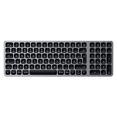 SATECHI Kompakte Kabellose Bluetooth Tastatur mit Hintergrundbeleuchtung – Bluetooth 5.0 & Multi-Device-Sync – Kompatibel mit 2020/2018 MacBook Air, iPad Pro, MacBook Pro (Deutsch)