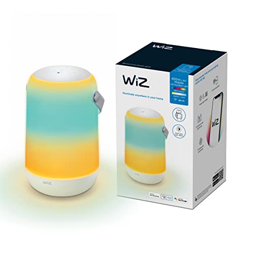WiZ Mobile Portable Tischleuchte Tunable White and Color, dimmbar, 16 Mio. Farben, smarte Steuerung per App/Stimme über WLAN