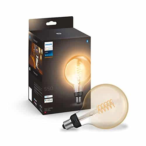 Philips Hue White E27 LED-Lampe Filament Giant Globe, Vintage-Design, dimmbar, warmweißes Licht, steuerbar via App, kompatibel mit Amazon Alexa (Echo, Echo Dot), 1 Stück (1er Pack)