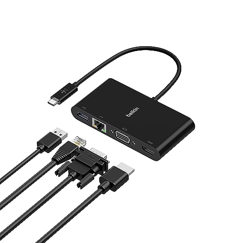 USB-C Multimedia Adapter (GBE, HDMI, VGA, USB-A), BLK