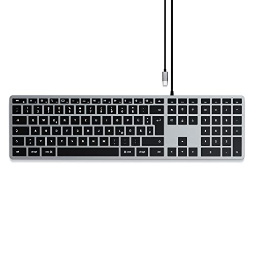 SATECHI Slim W3 Tastatur mit Hintergrundbeleuchtung und Ziffernblock - Integrierter USB-C-Anschluss - Kompatibel mit 2020 iMac, 2020 Mac Mini, 2020 MacBook Pro, 2020 MacBook Air