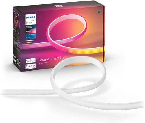 Philips Hue White & Color Ambiance Gradient Lightstrip Basis-Set (2 m), dimmbarer LED Streifen für das Hue Lichtsystem mit 16 Mio. Farben und Farbverläufen, smarte Lichtsteuerung über Sprache oder App