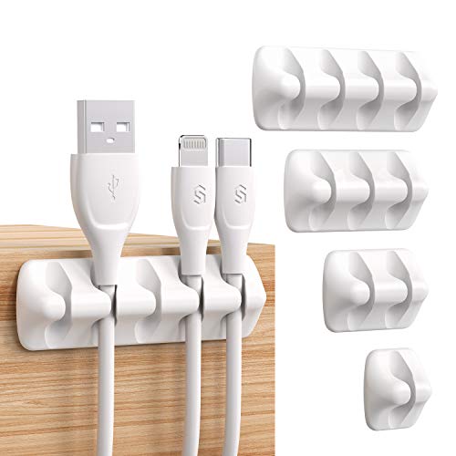 SYNCWIRE Kabel-Clips, Kabel-Organizer, Kabel-Management, selbstklebendes USB-Kabelhalter-System zum Organisieren von Kabeln, ideal für Zuhause, Büro, Auto, Nachttisch, Schreibtischzubehör, 5 Stück