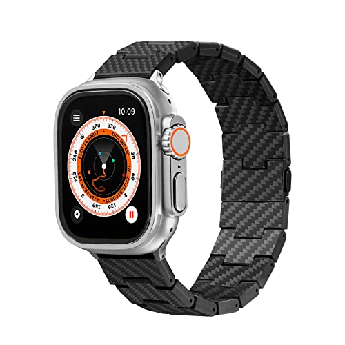 pitaka Carbon Armband Kompatibel mit Apple Watch 9/Ultra 2/Ultra/8/7/6/SE/5/4/3/2/1 aus Kohlefaser Uhrenarmband Universal Ersatzarmband mit Magnetischem Verschluss 49/45/44/42/41/40/38 mm Retro