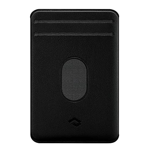 pitaka Magnetischer Kartenhalter Kompatibel mit Magsafe Karten Geldbörse für Kredit- oder Visitenkarten aus PU Leder MagEZ Case Serie für iPhone 15/14/13 und Galaxy S22 Serie Schwarz
