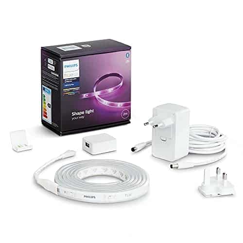 Philips Hue White & Col. Amb. Lightstrip Plus 2m Basis, 1600lm, 16 Mio. Farben, steuerbar via App, kompatibel mit Amazon Alexa (Echo, Echo Dot)