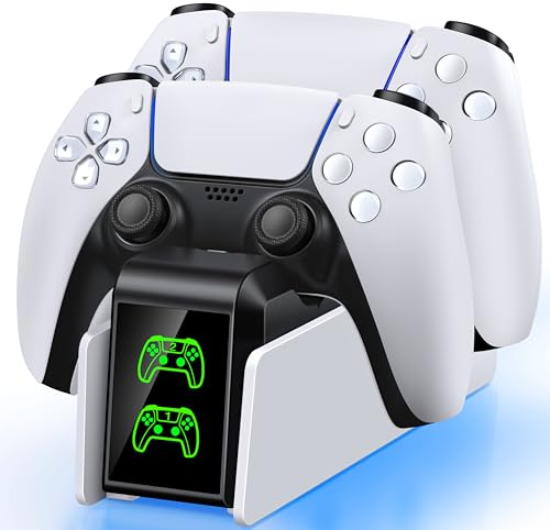 PS5 Controller Ladestation, Dualsense Controller Ladeständer mit LED Anzeige, 3 Stunden Laden Schnellladestation für PlayStation 5 Controller, PS5 Zubehör für PlayStation 5(Keine Schaltfläche)