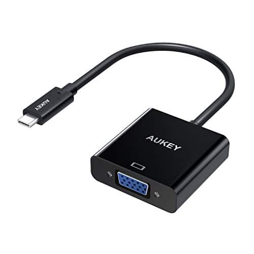 AUKEY USB C Adapter auf VGA 1080P Auflösung für USB Typ C Geräte wie MacBook Pro 2017 / 2016 , Google Chromebook Pixel , Nokia N1 Tablet usw. - Schwarz