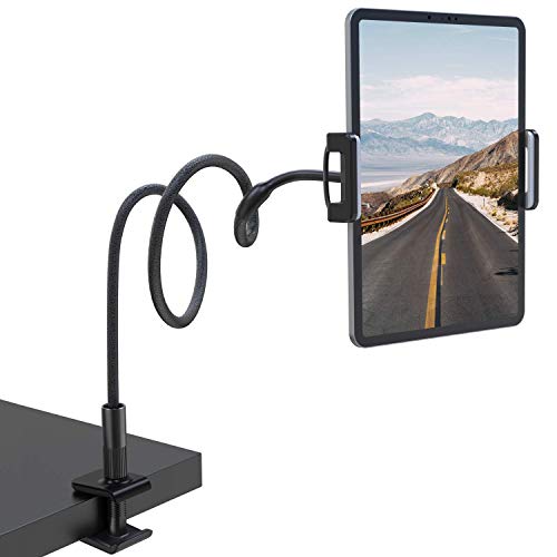 NULAXY Schwanenhals-Tablet-Halterung, 360° Flexibler Telefonständer, Lange Klemmhalterung, kompatibel mit 10,2~26,7 cm Pad Air Pro Mini, Samsung, Huawei, mehr Geräten, Schwarz