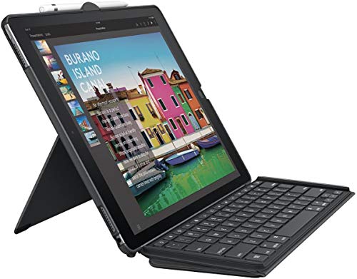 Logitech SLIM COMBO für iPad Pro 12.9 ZOLL(1. und 2. Generation)Tastatur-Case mit Hintergrundbeleuchtung, Smart Connector (Modell: A1584, A1652, A1670, A1671, A182) Deutsches QWERTZ Layout - Schwarz