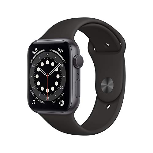 Apple Watch Series 6 (GPS, 44 mm) Aluminiumgehäuse Space Grau, Sportarmband Schwarz