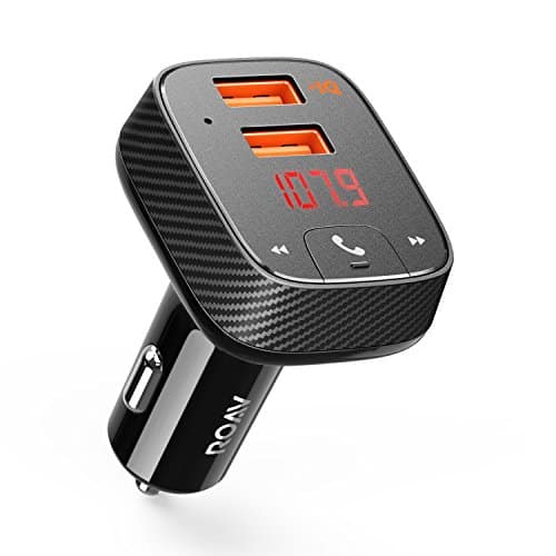 ROAV Auto Ladegerät Bluetooth Adapter FM Transmitter Bluetooth Receiver mit Auto Finder von Anker, 24W/4.8A SmartCharge Car Kit F2 mit Freisprecheinrichtung/GPS Tracker App für iOS und Android Geräte