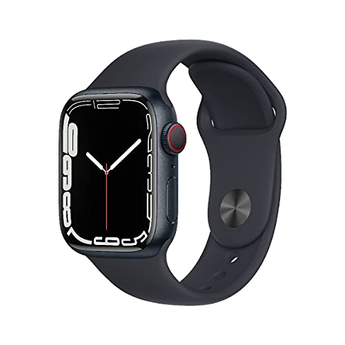 Apple Watch Series 7 (GPS + Cellular, 41mm) Smartwatch - Aluminiumgehäuse Mitternacht, Sportarmband Mitternacht - Regular. Fitnesstracker, Blutsauerstoff und EKGApps, Wasserschutz